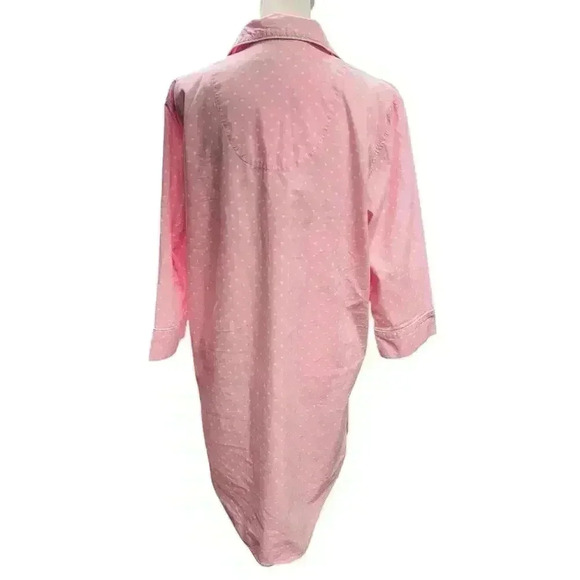 Lauren by Ralph Lauren Cotton Pink with White Polkadot Sleep Button Down Shirt L - Picture 2 of 10